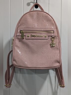 Juicy Couture Pink Patent Mini Backpack with Gold Accents